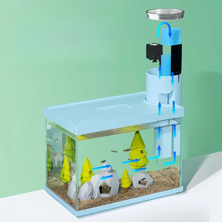 Living room fish tank with high-efficiency filtration and silent water pump 1