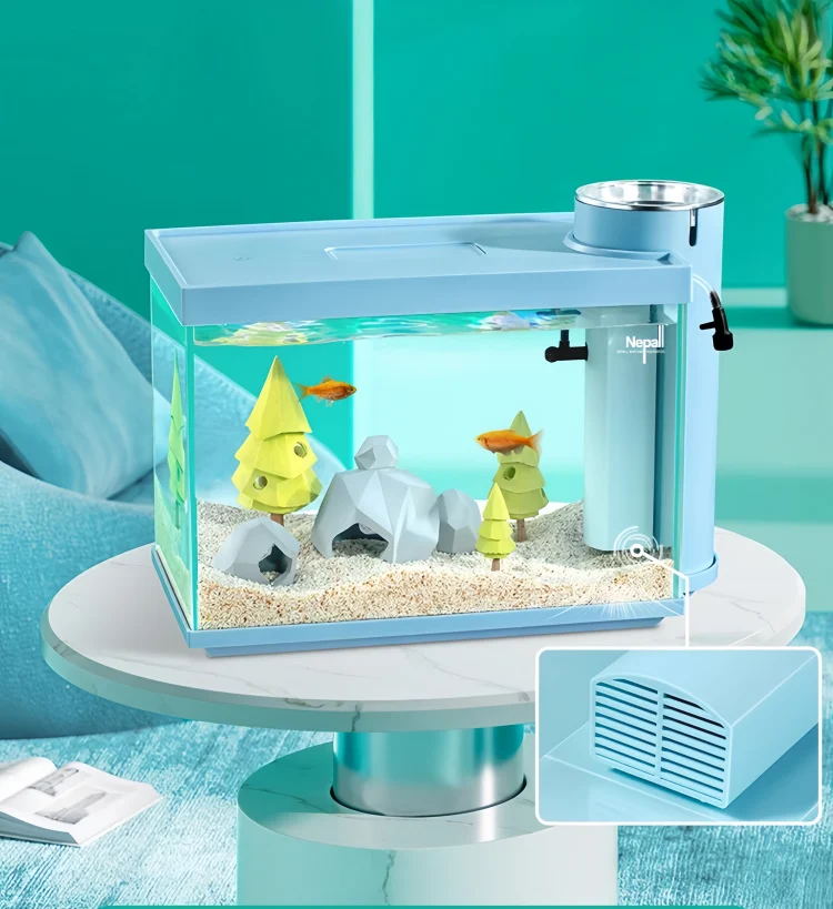 Living room fish tank with high-efficiency filtration and silent water pump 2