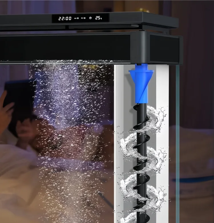 Spiral water discharge setting
