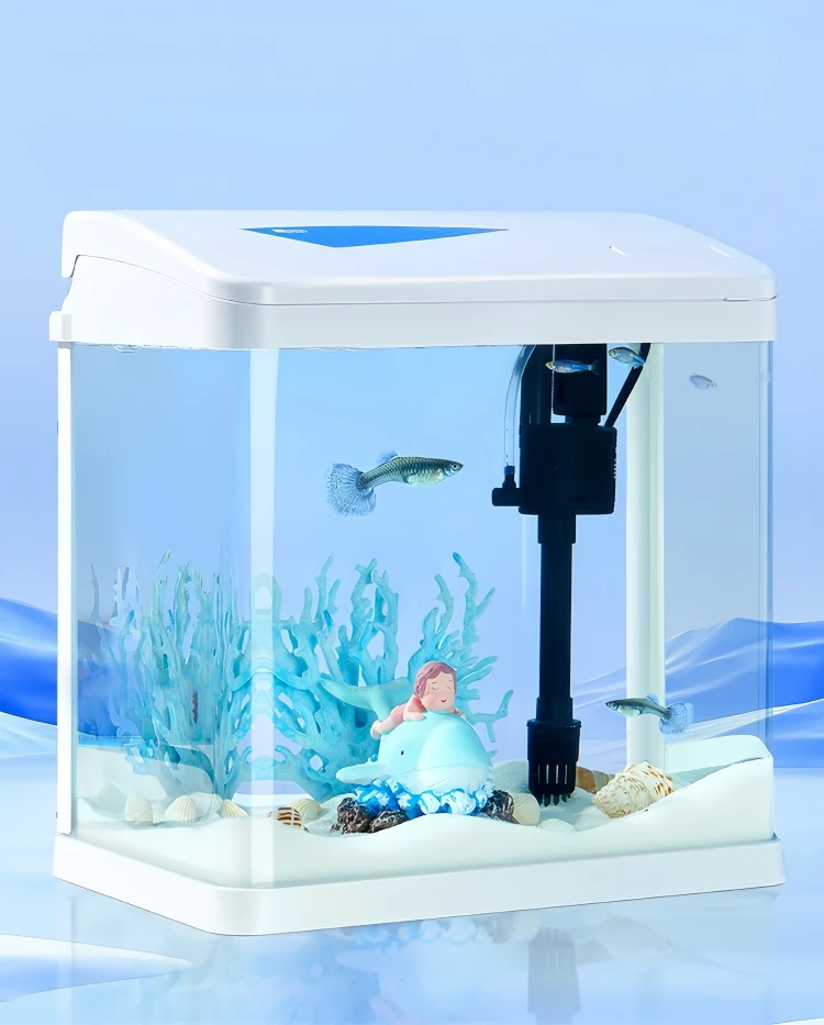 High -definition glass small fish tank with filter