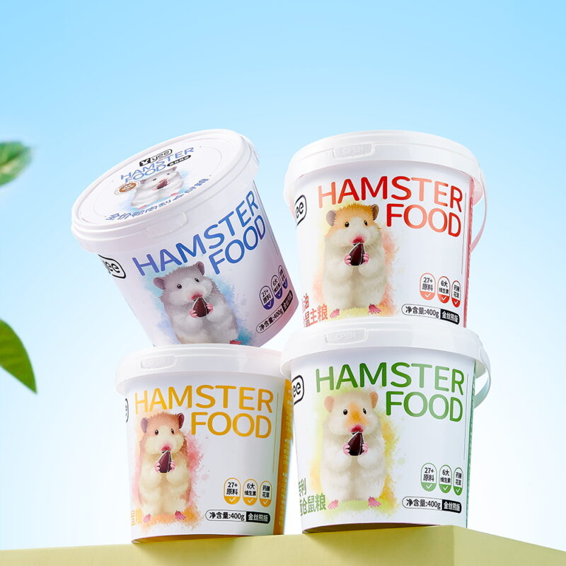 Premium Hamster Food Bucket 400g — Four Formula Options: Duck & Pear, Probiotic, Balanced Calcium, Fish Oil