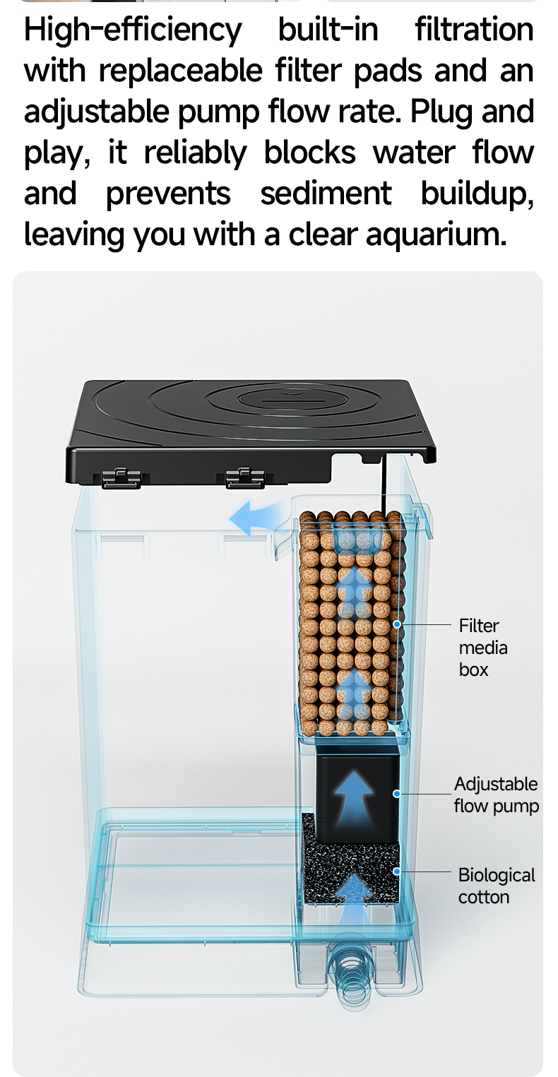 smart acrylic betta fish tank with built-in filtration
