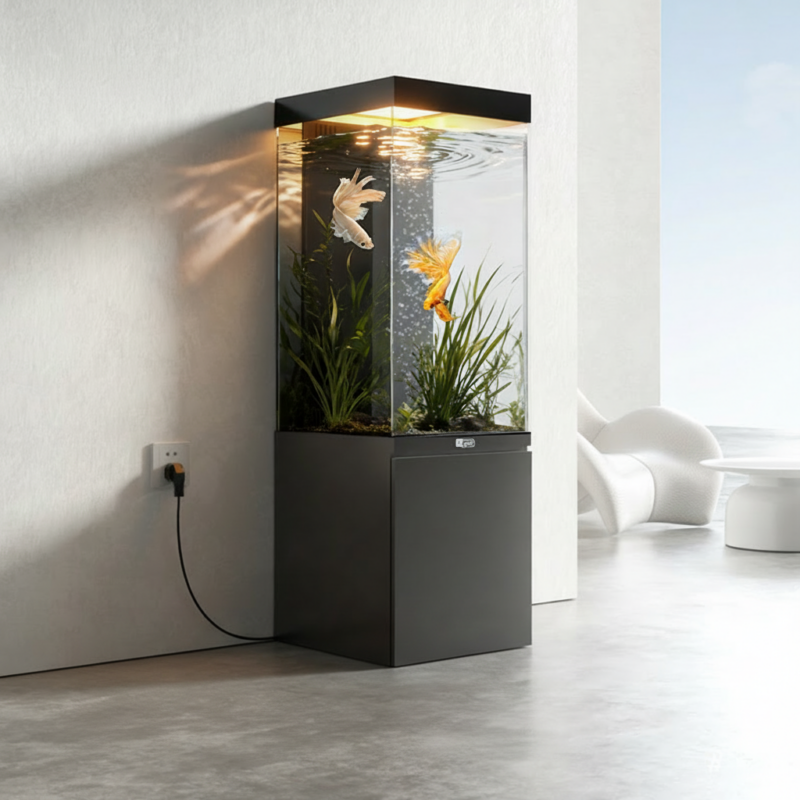 Smart Floor-Standing Aquarium with Sump Filtration Cabinet